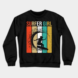 Surfer Girl Surfboard Summer Beach Crewneck Sweatshirt